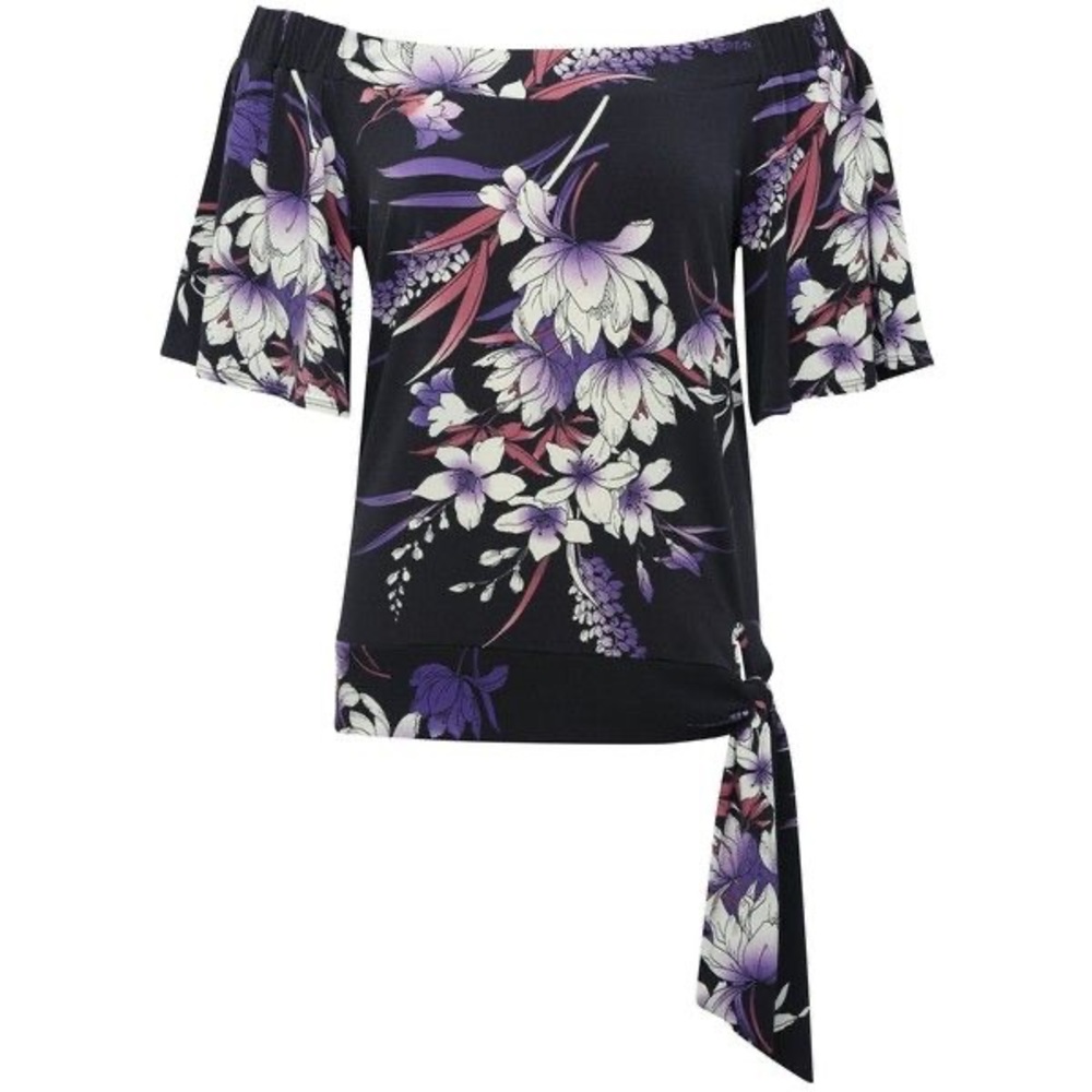 NWT floral print side tie off shoulder blouse